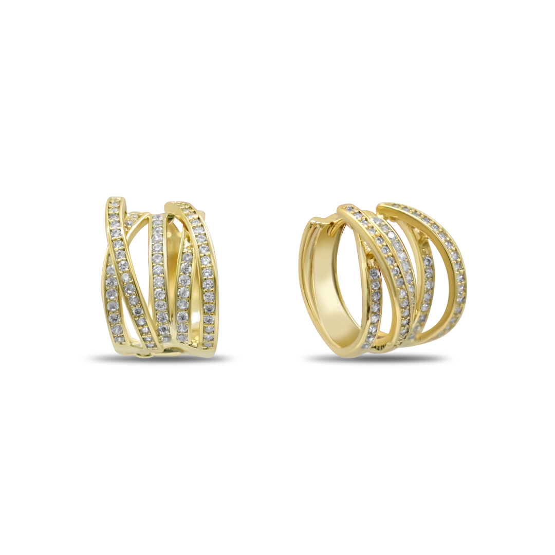 Multi-Row Crystal Huggie Hoops