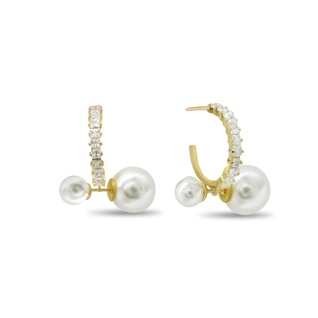 Crystal Hoop Pearl Drops