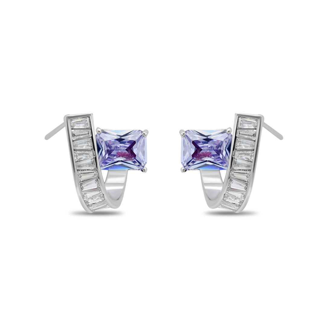 Lavender Crystal Ribbon Hoops