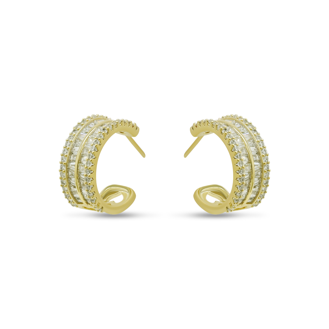 Three-Row Baguette Hoops