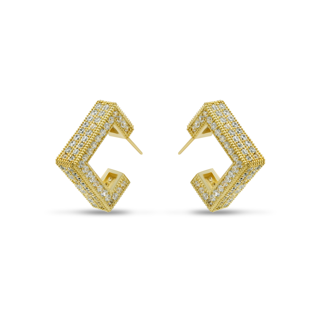Geometric Diamond-Cut Square Hoops