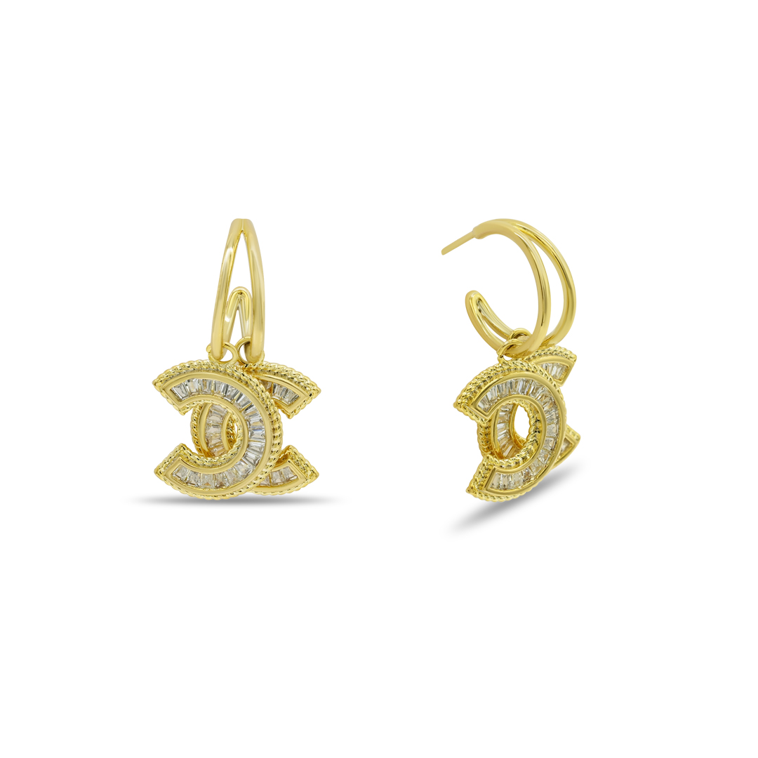 Golden Emerald Ribbon Studs
