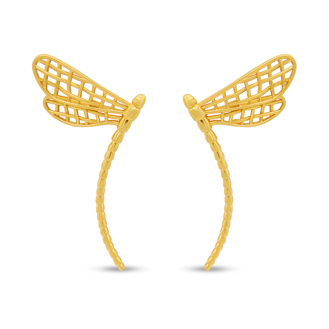 Golden Ribbed Infinity Studs