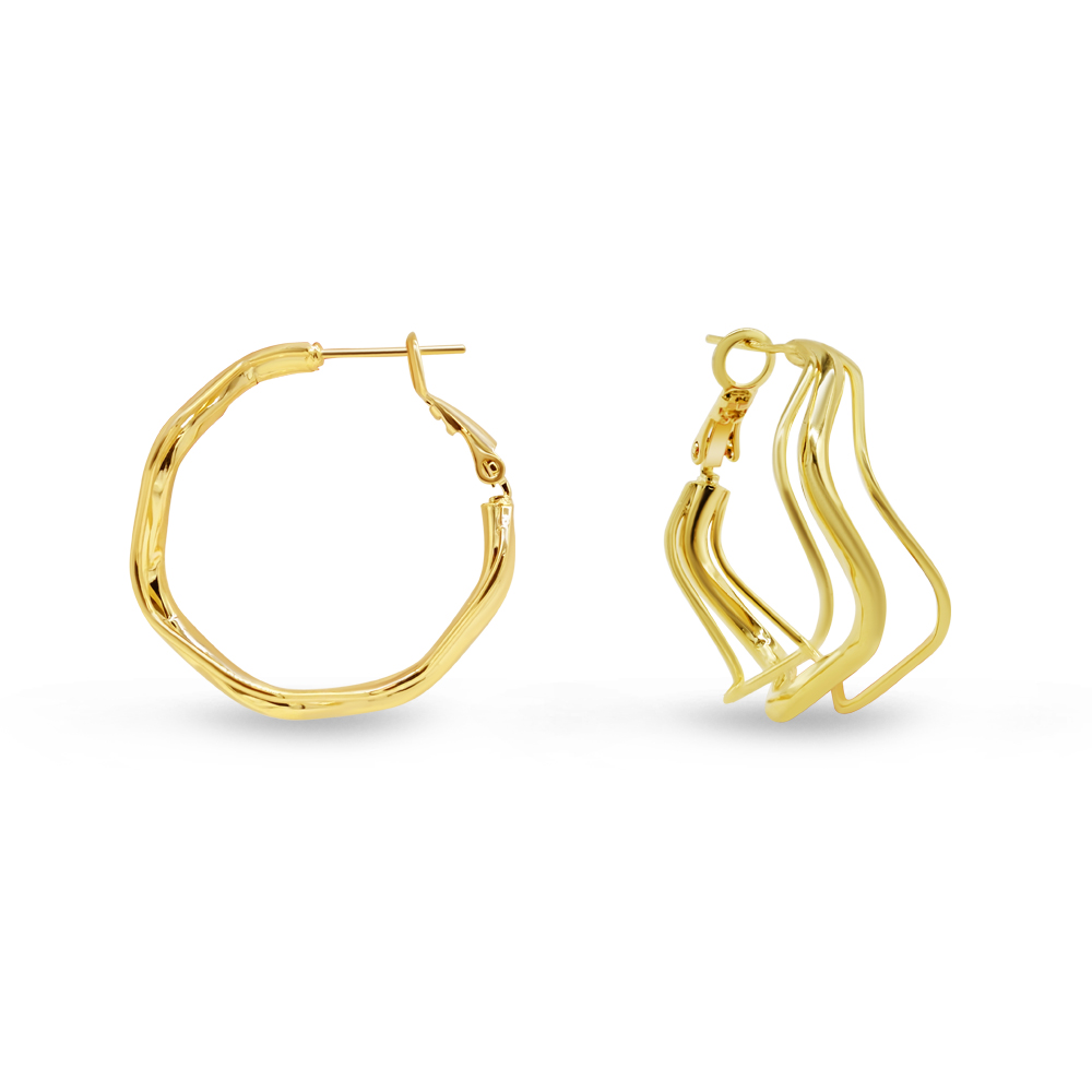 Triple-Wave Textured Hoops