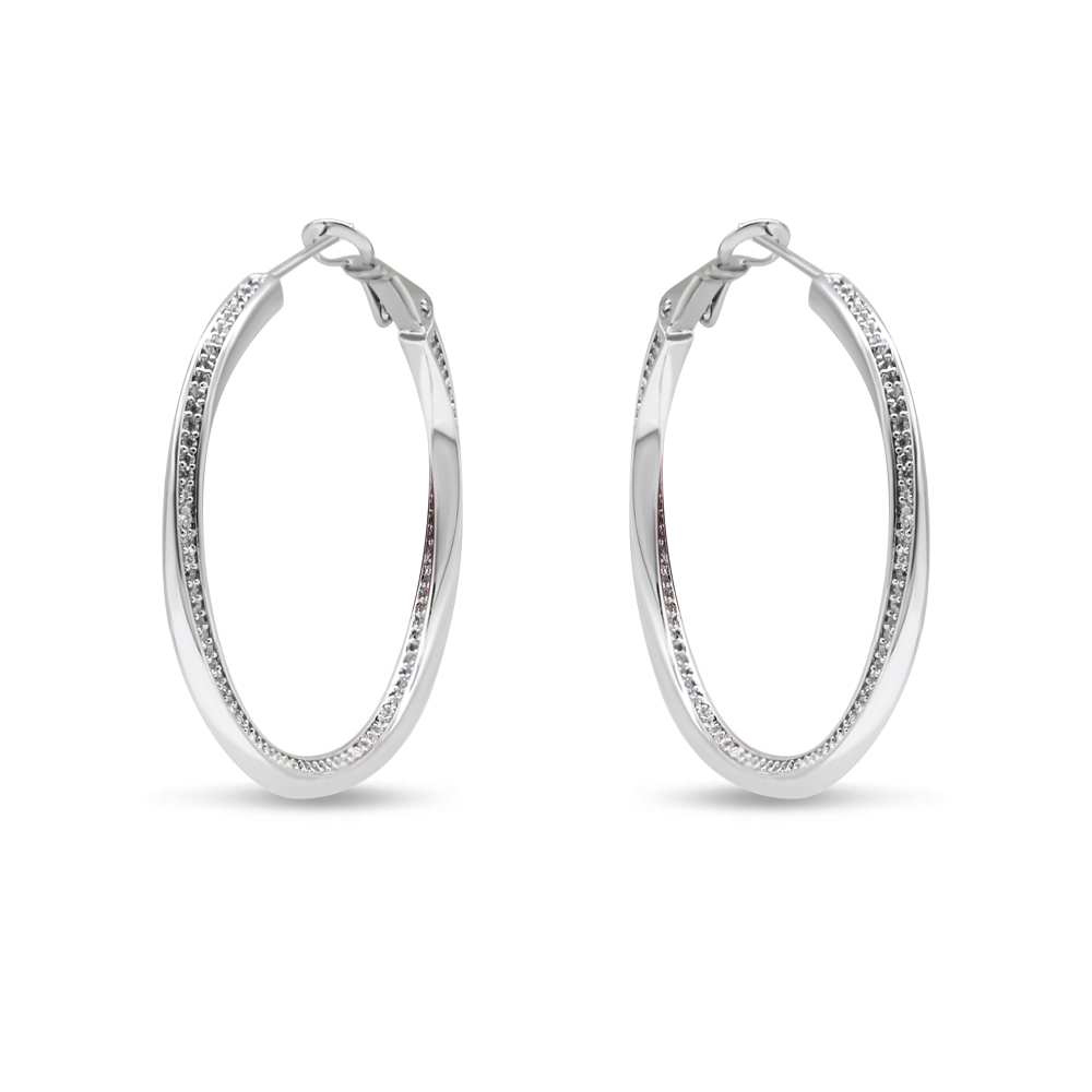 Twisted Pave Oval Hoops
