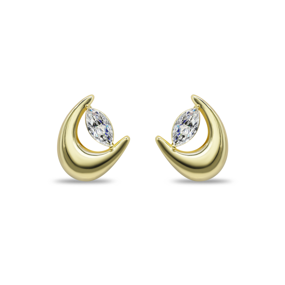 Minimalist Crescent Marquise Studs