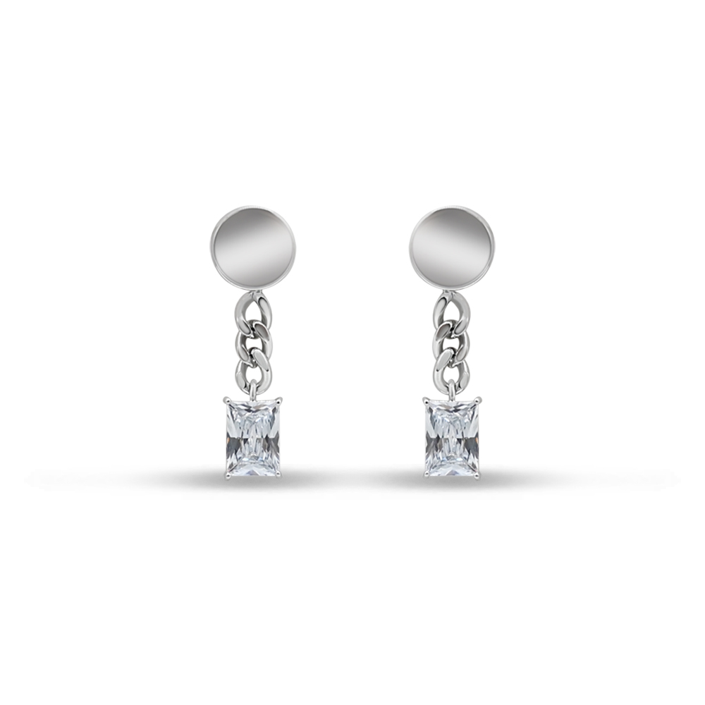 Crystal-Drop Curb Chain Earrings