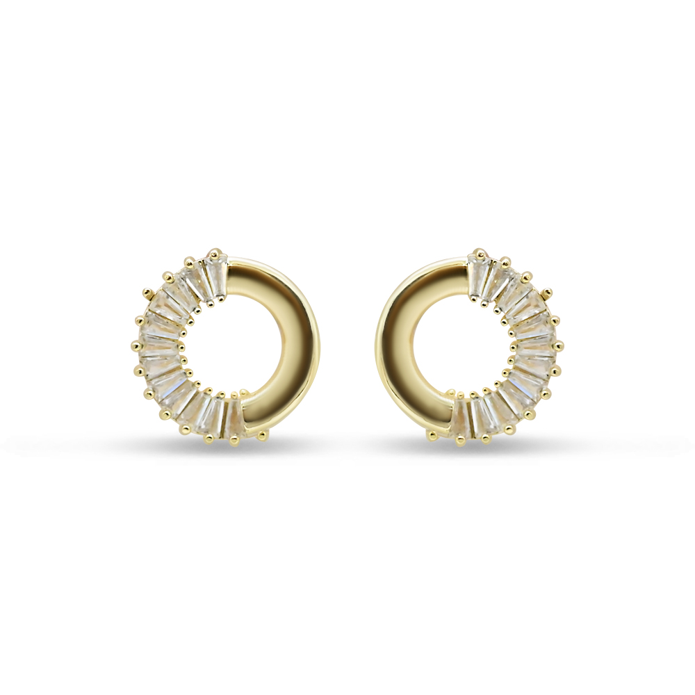 Baguette Crystal Circle Studs