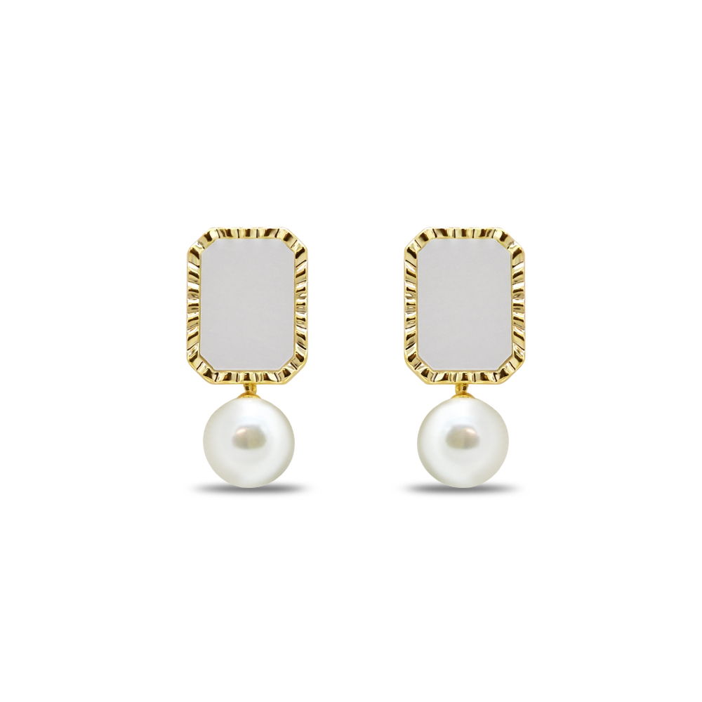 Rectangular Pearl Drop Earrings