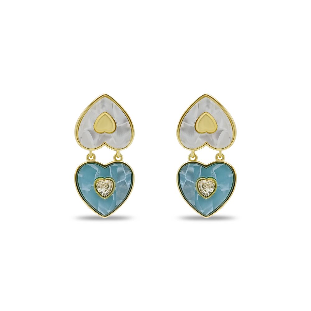 Double Heart Drop Earrings