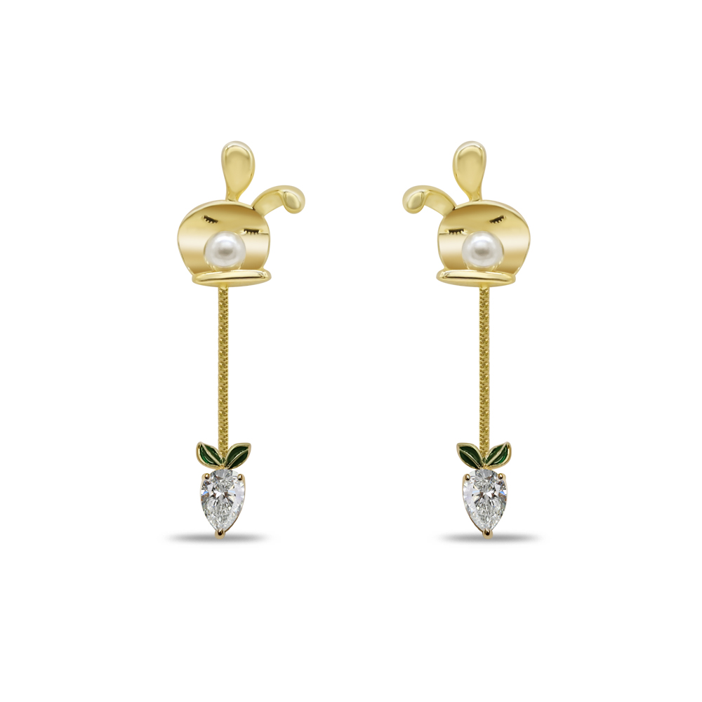 Pearl Bunny Carrot Dangles