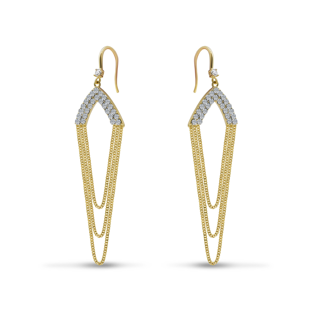 Chevron Chain Fringe Earrings