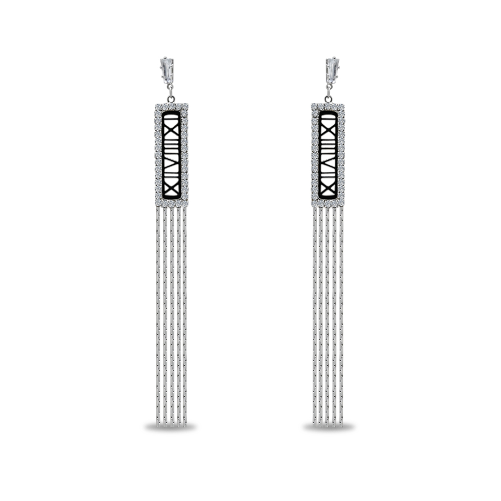 Roman Numeral Fringe Earrings