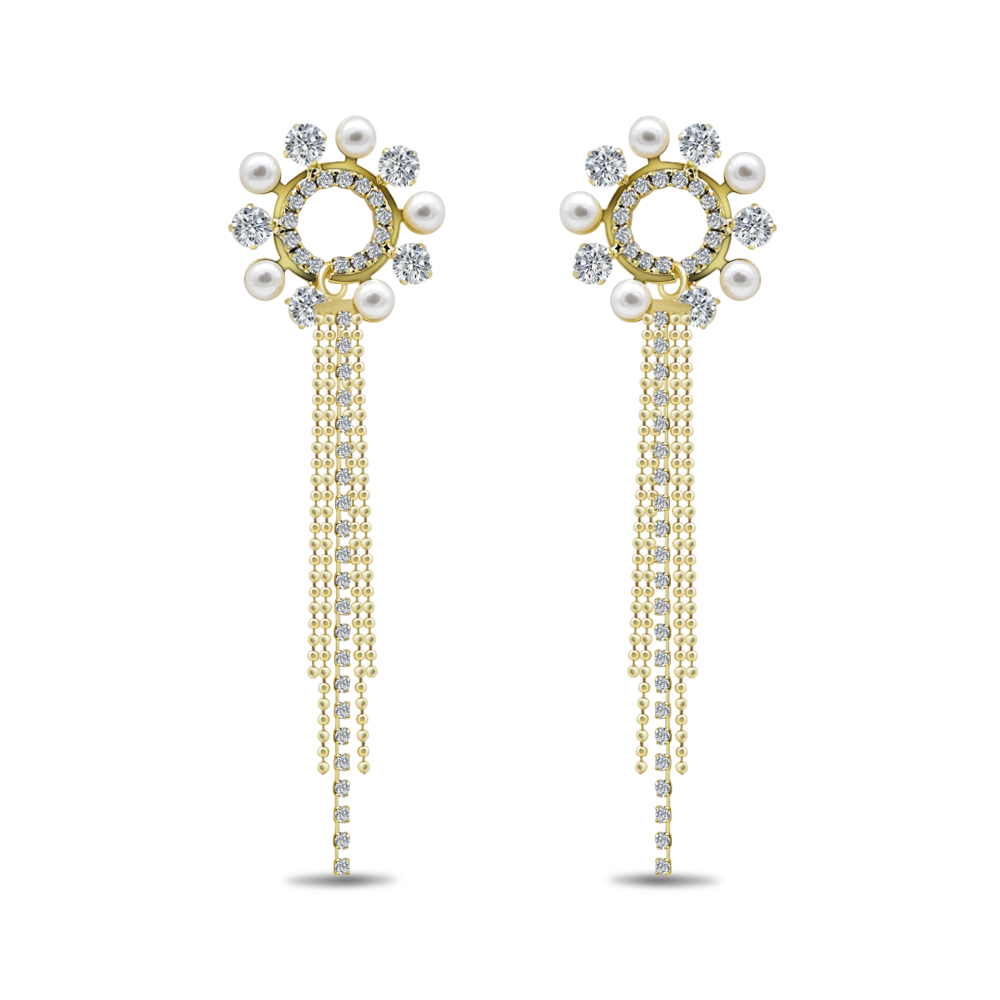 Pearl Halo Fringe Earrings