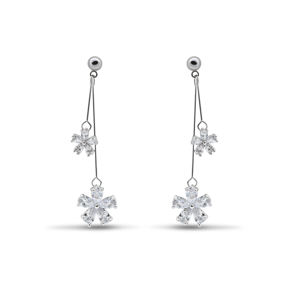 Double Crystal Flower Earrings