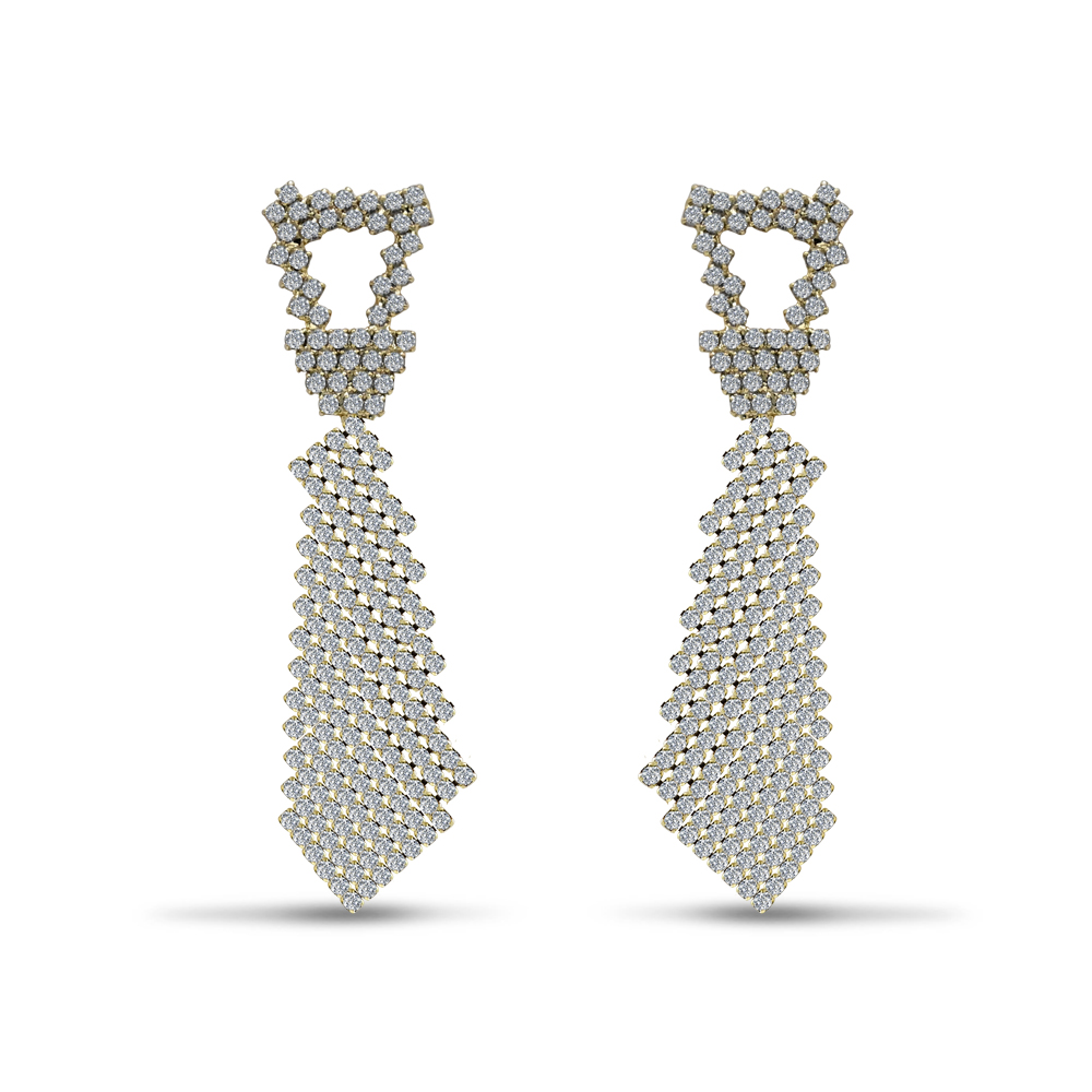 Crystal Necktie Drop Earrings