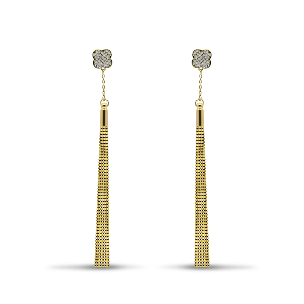 Clover Mesh Tassel Earrings