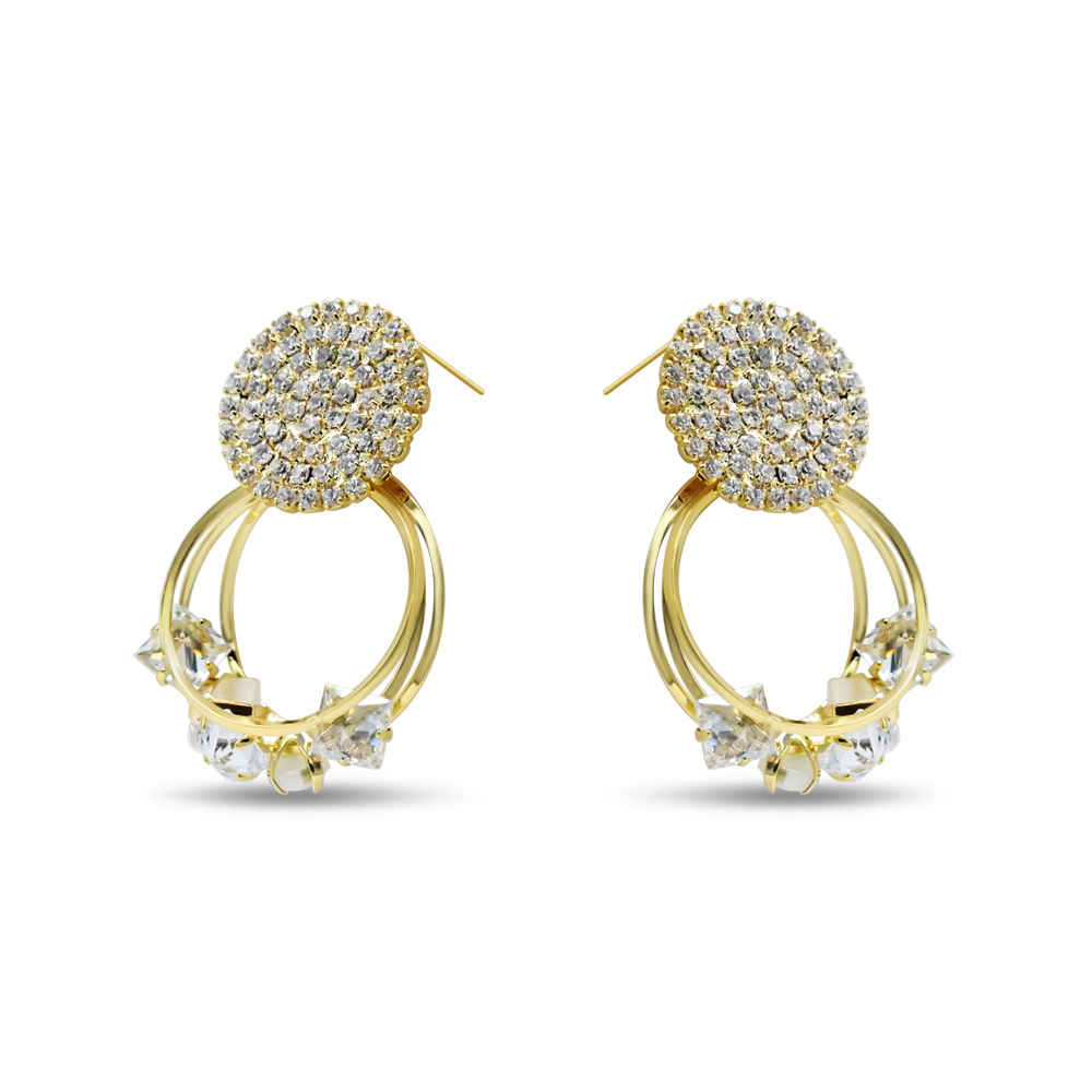 Pave Disc Cluster Earrings