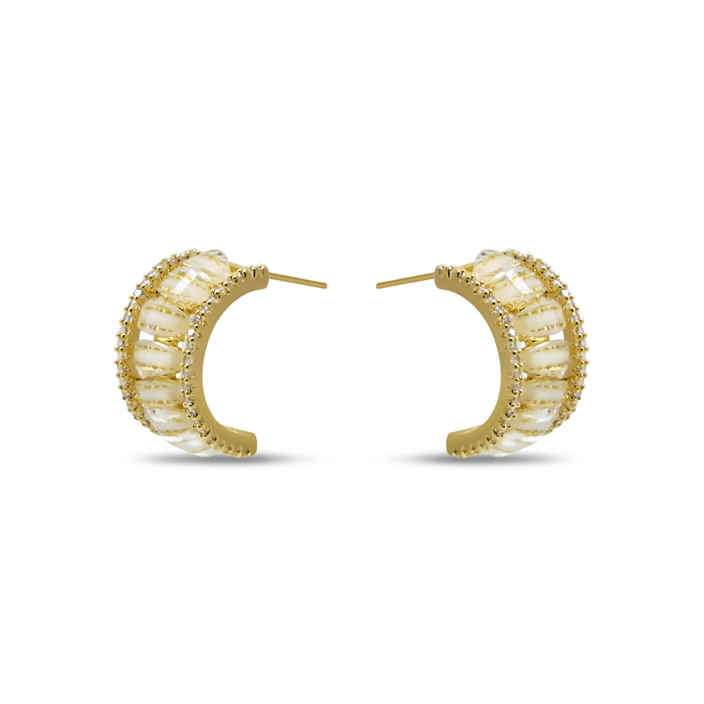 Ribbed Shell Hoop Earrings