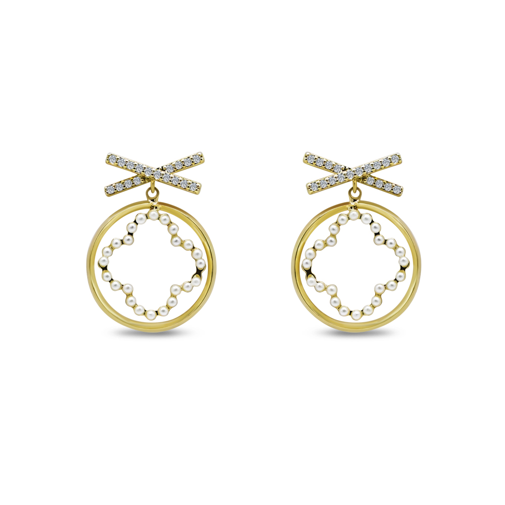 Pearl Halo Bow Earrings