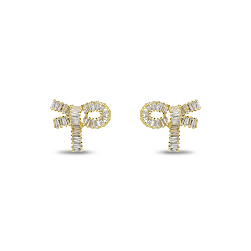 Baguette Crystal Bow Studs