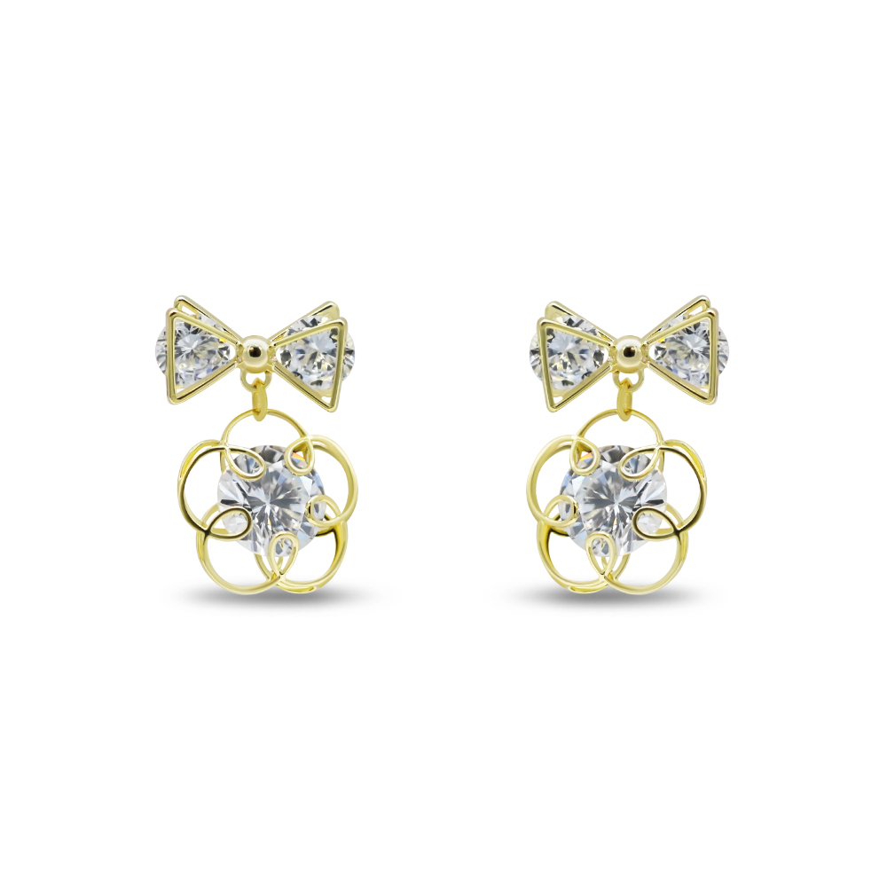 Crystal Bow Flower Earrings