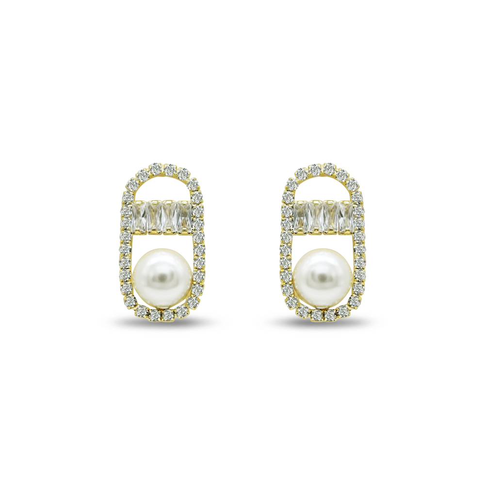 Oval Crystal Pearl Earrings