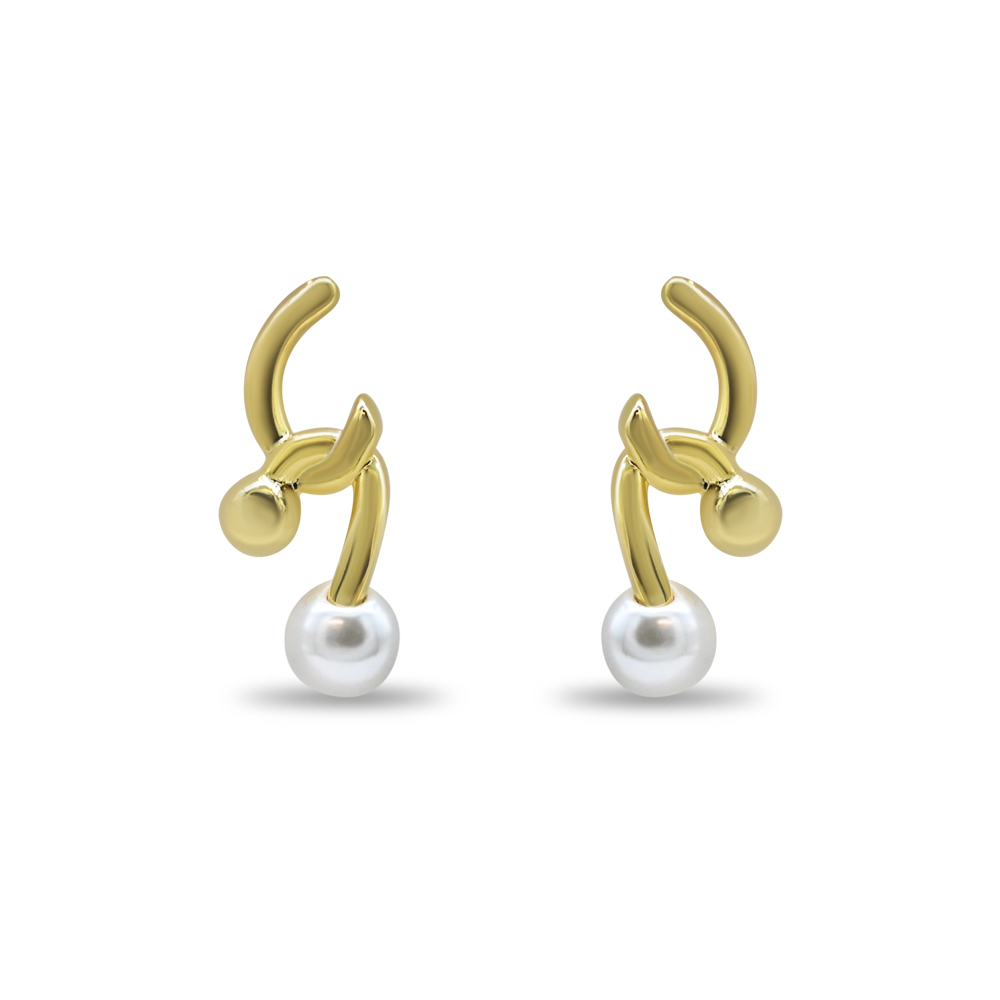 Abstract Wave Pearl Earrings