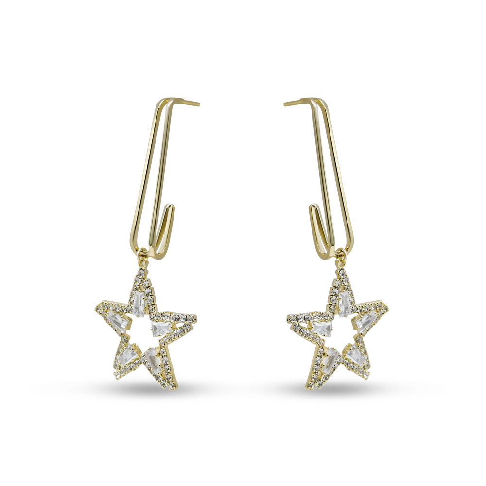 Safety Pin Star Earrings