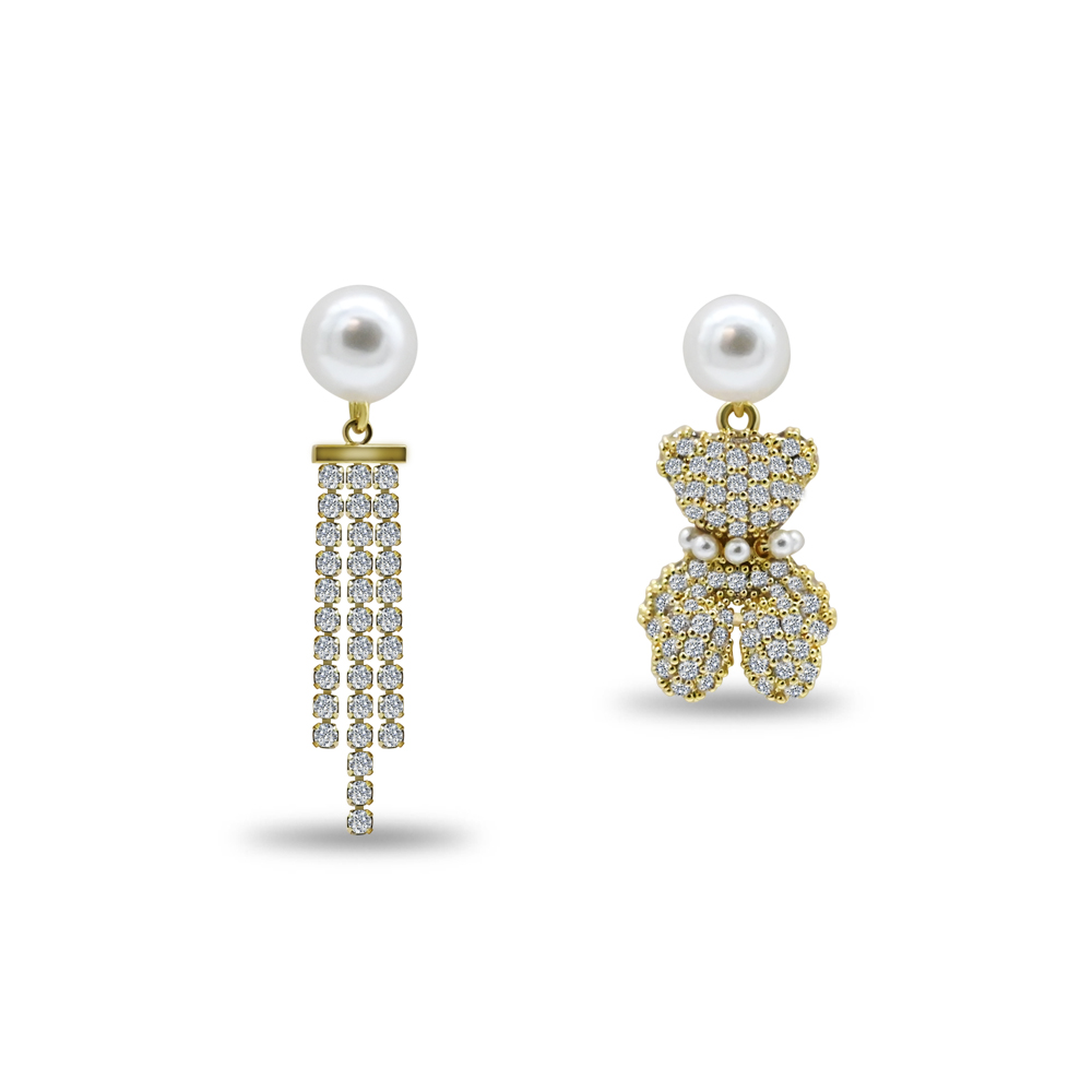 Mismatched Bear Pearl Earrings