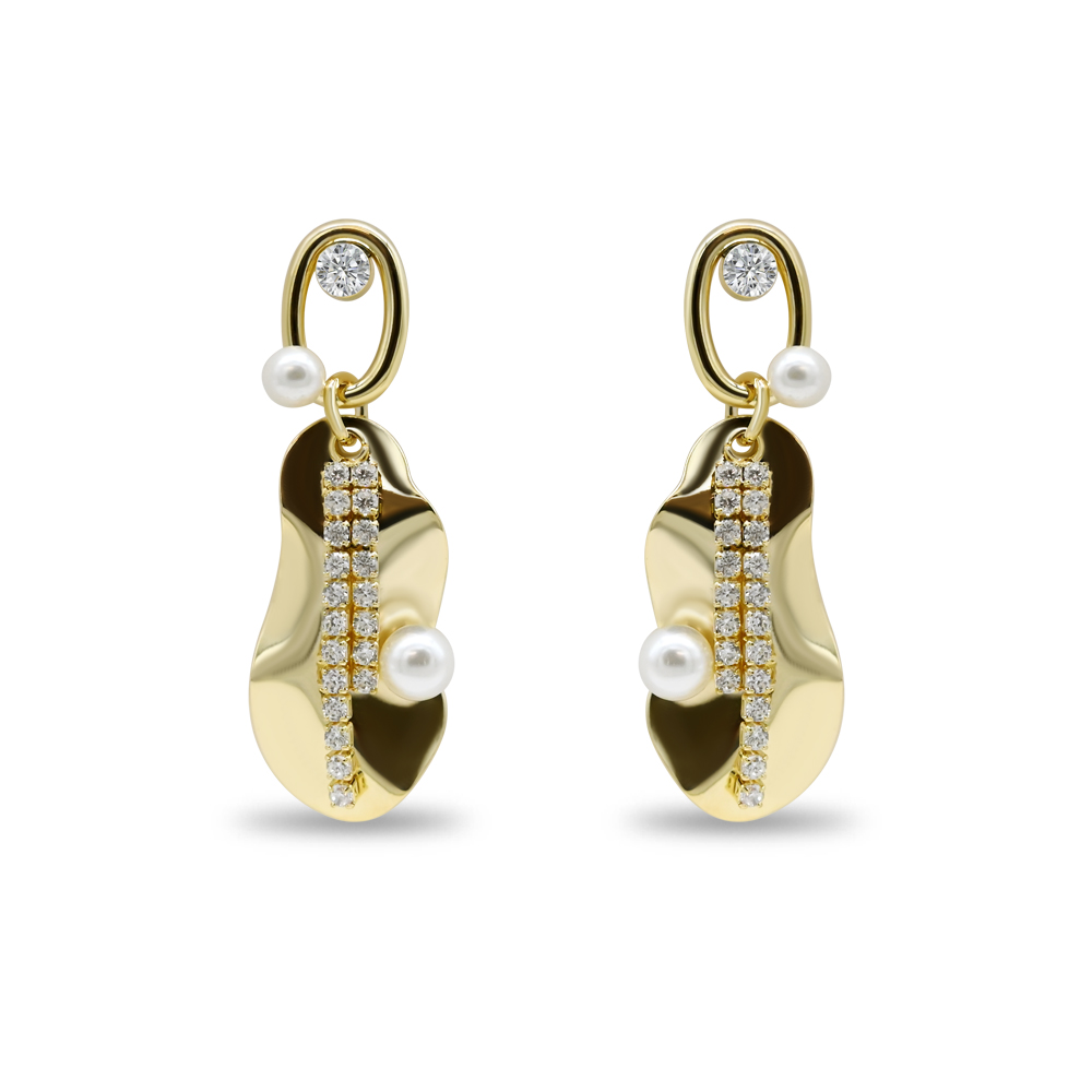 Pave Ribbon Pearl Drops