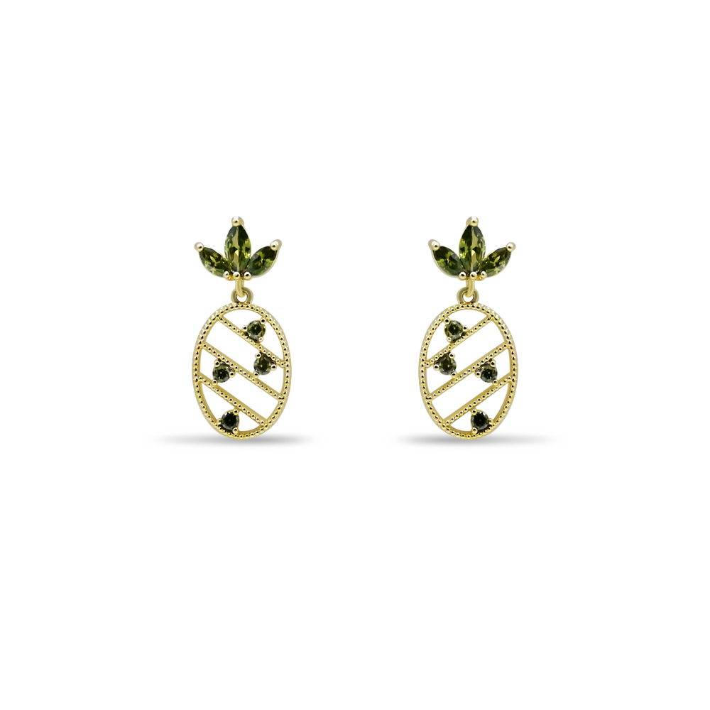 Green Crystal Pineapple Earrings