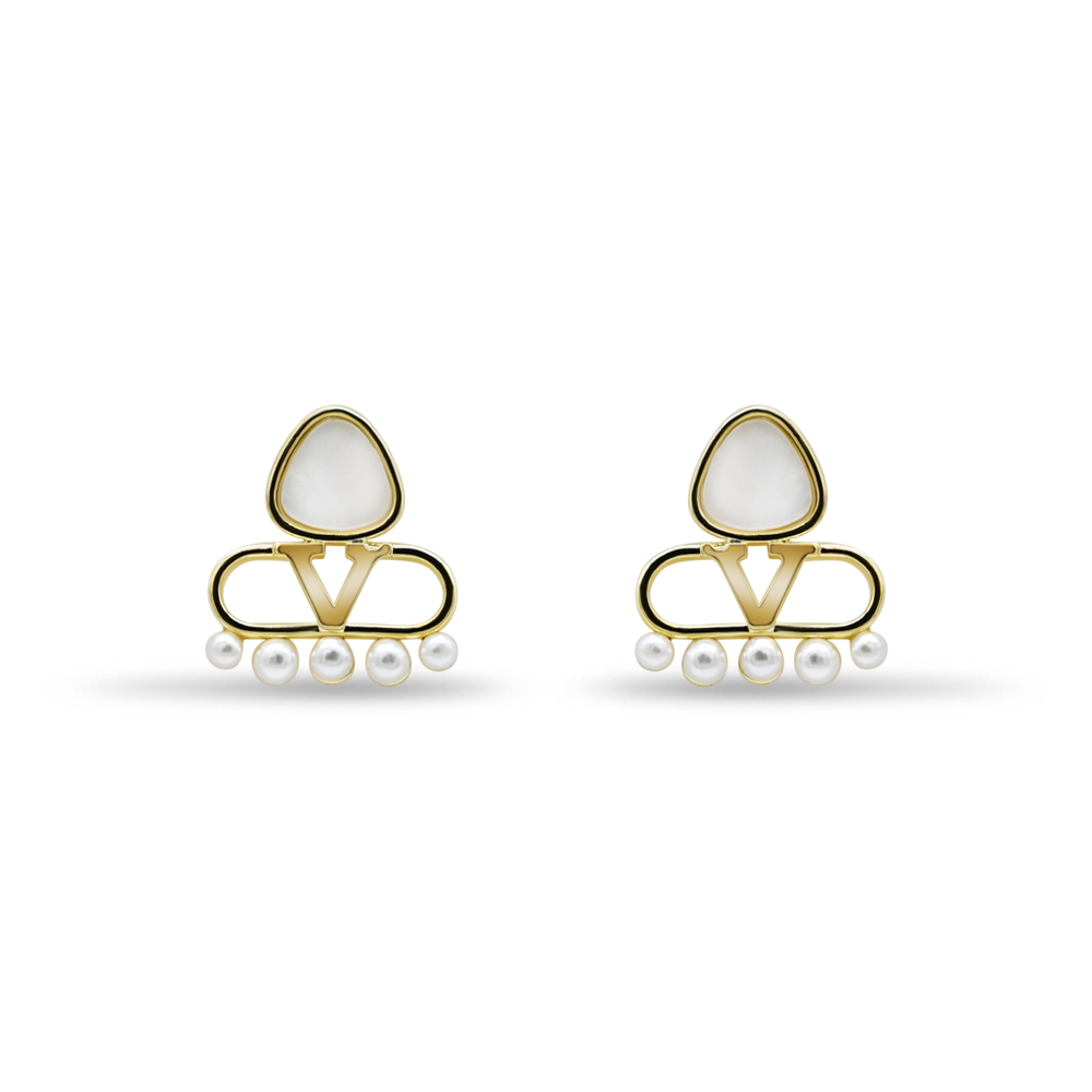 Geometric Abstract Pearl Studs