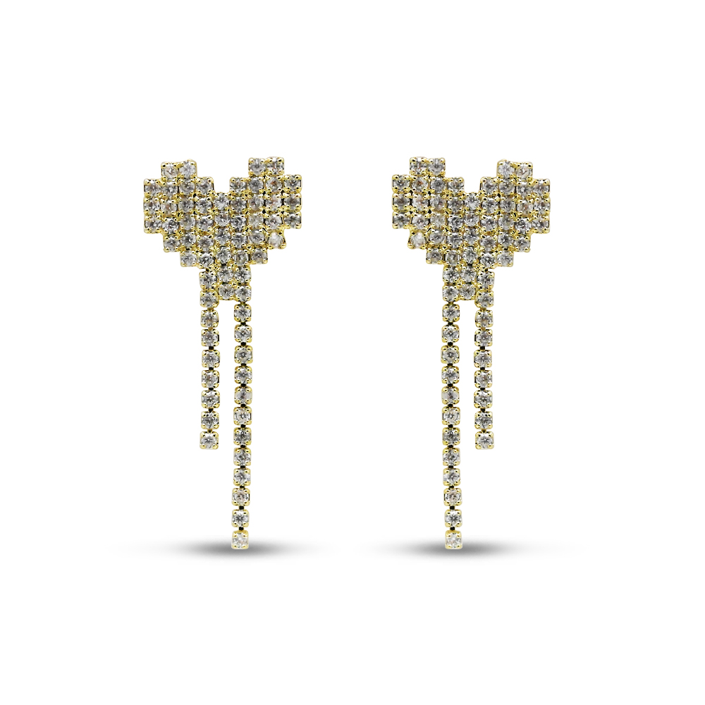 Pixel Heart Fringe Earrings