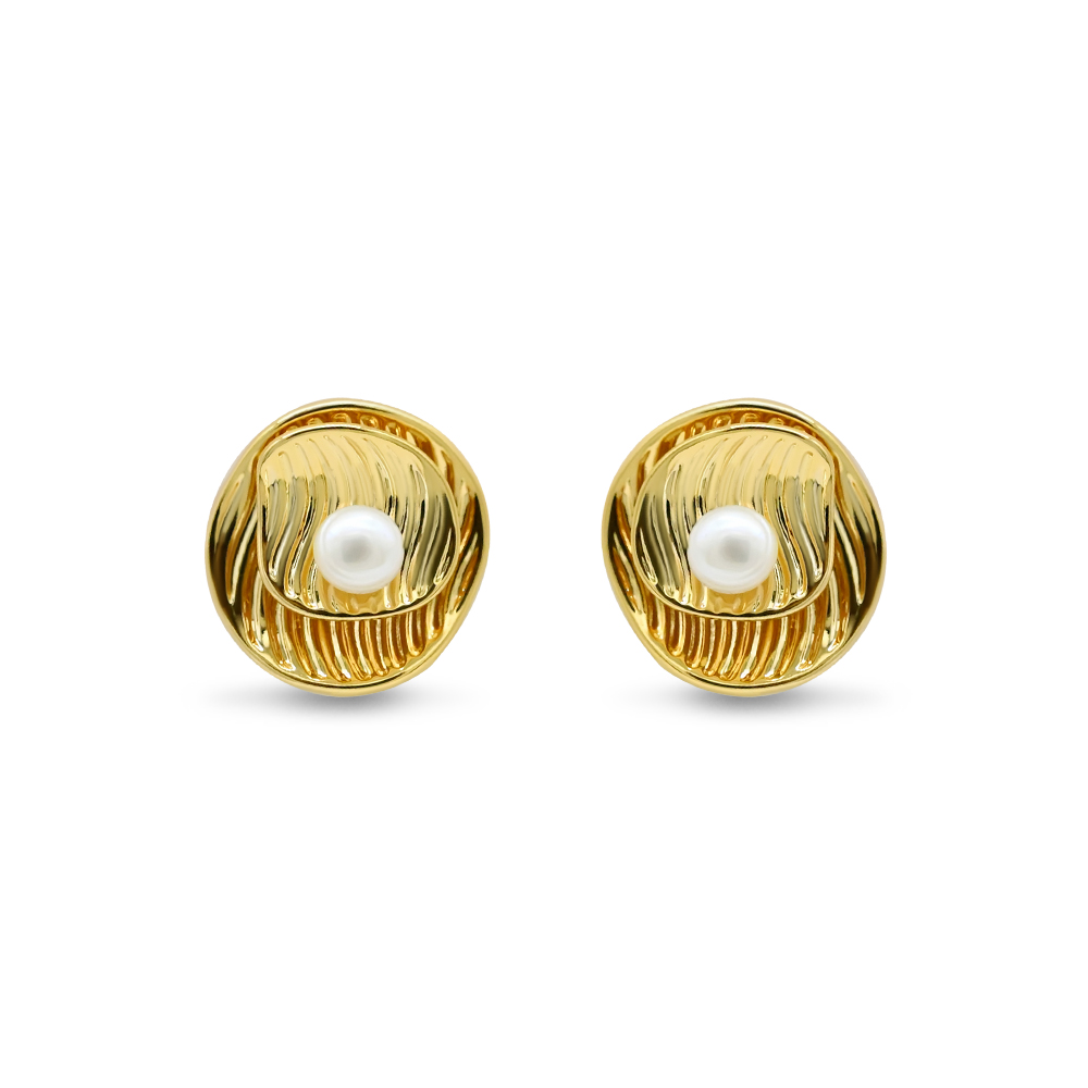 Swirling Shell Pearl Studs