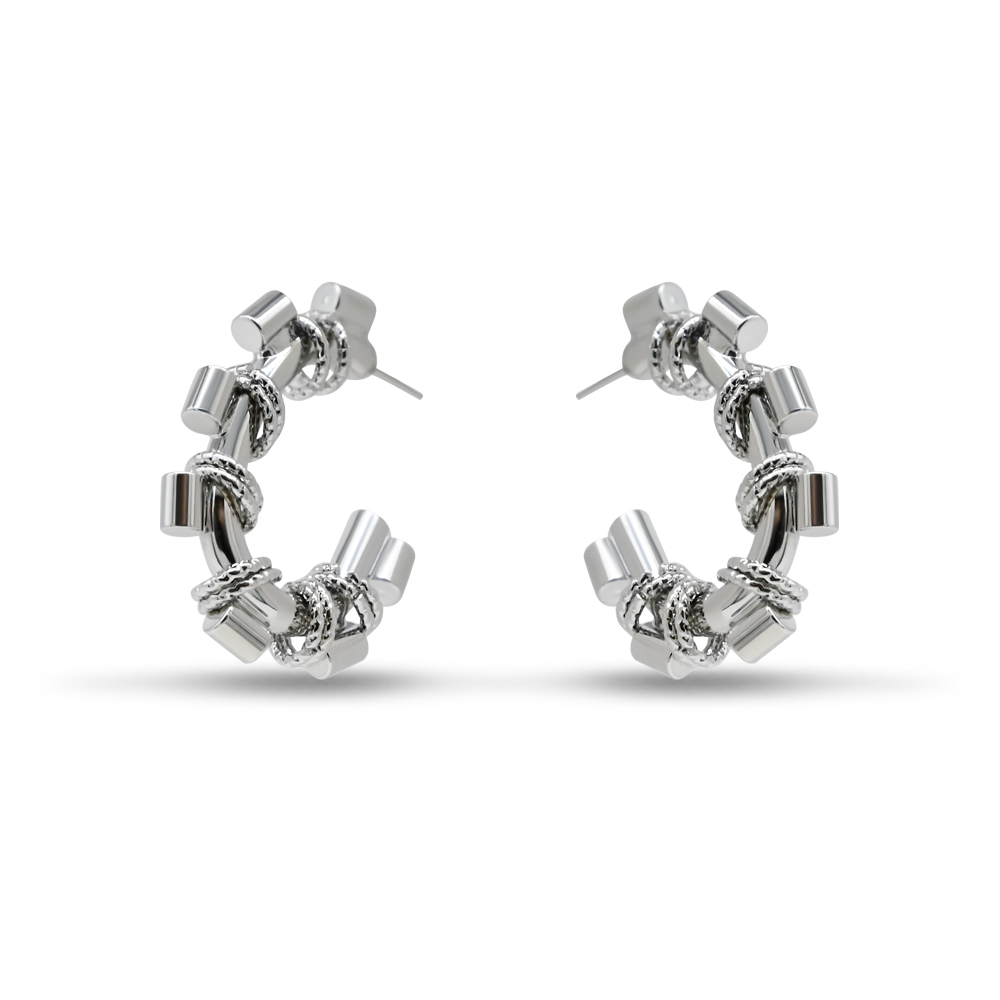 Industrial Textured Charm Hoops