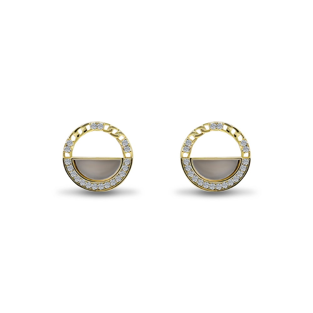 Pave Halo Crescent Studs