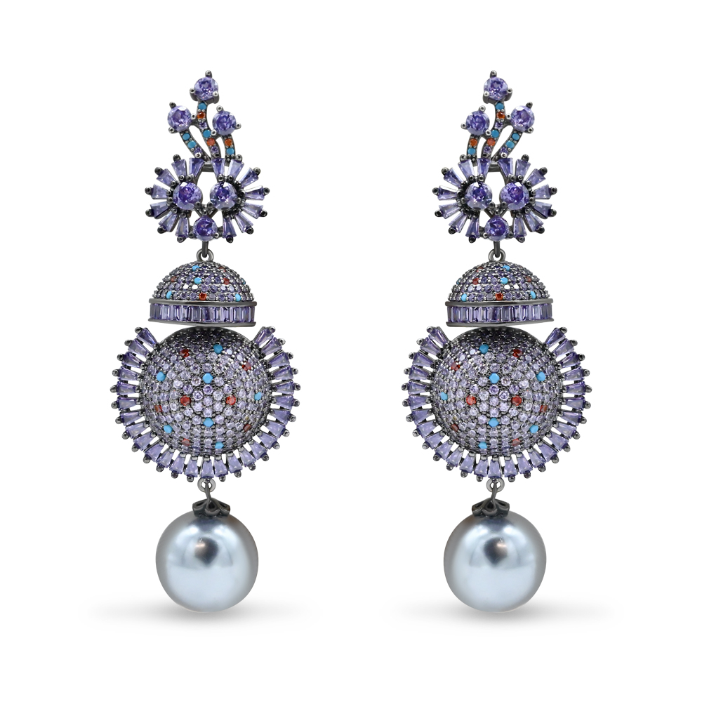 Midnight Amethyst Tiered Jhumkas