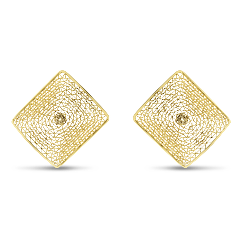 Square Filigree Stud Earrings
