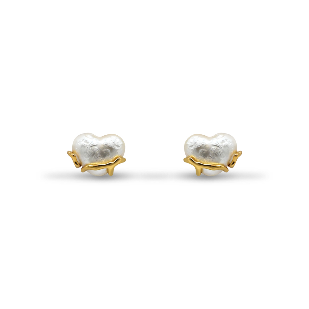 Organic Baroque Heart Studs