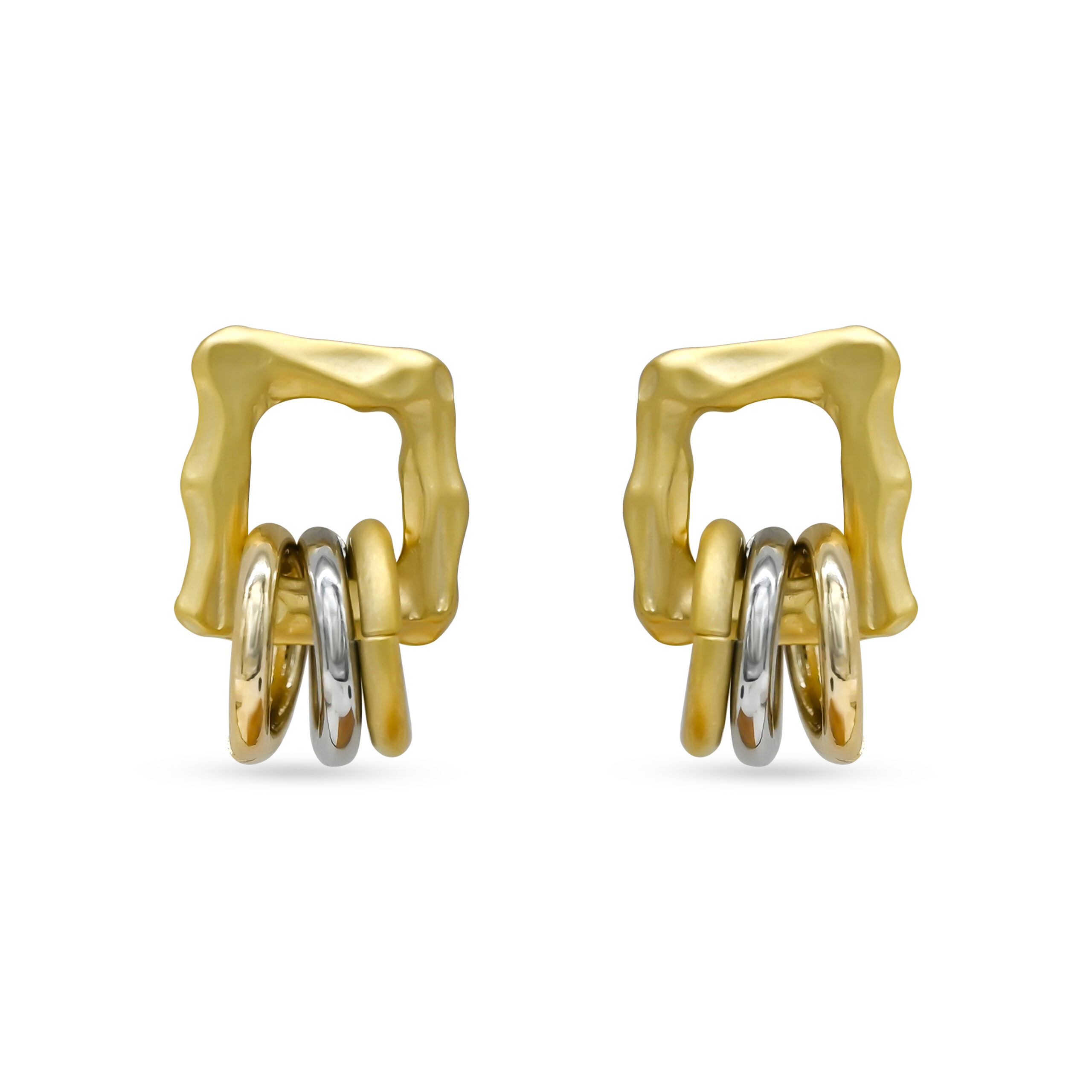 Tricolor Interlocking Drop Earrings