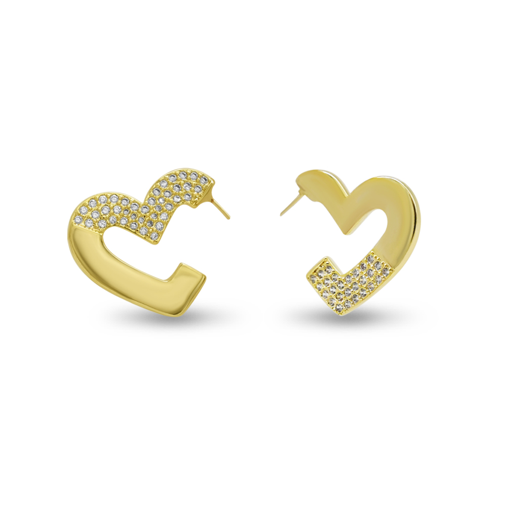 Pave Crystal Heart Hoops