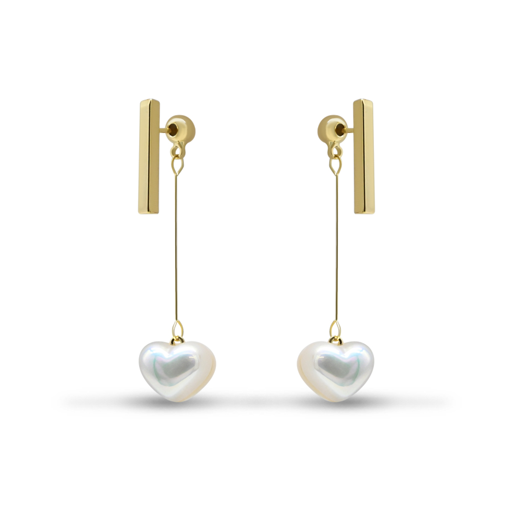 Bar Pearl Heart Earrings