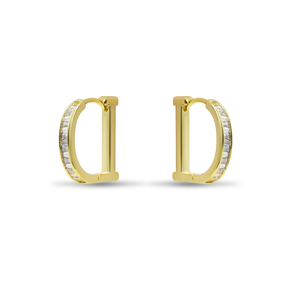 Baguette Crystal D Hoops