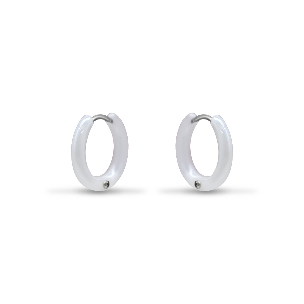 White Enamel Minimal Hoops
