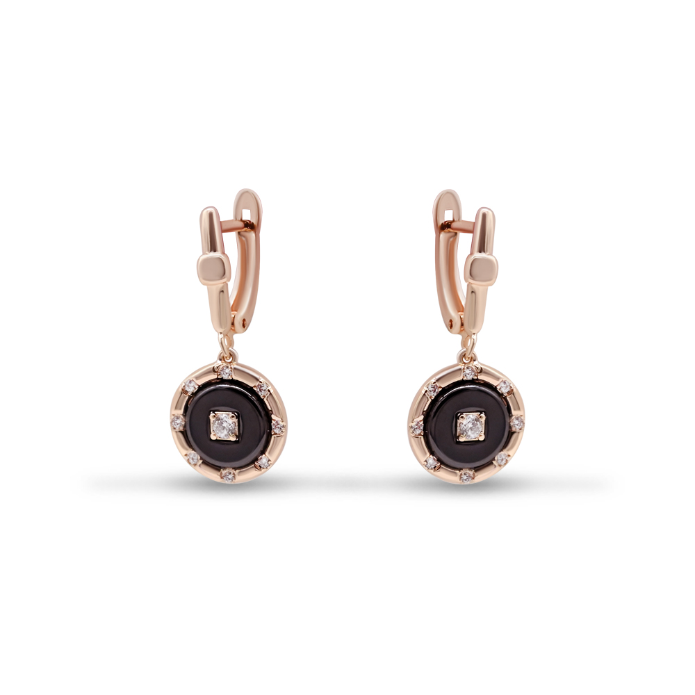 Round Onyx Drop Earrings