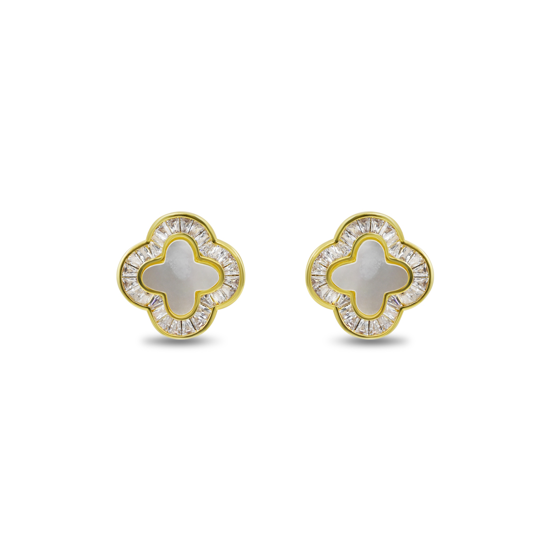 Crystal Clover Stud Earrings