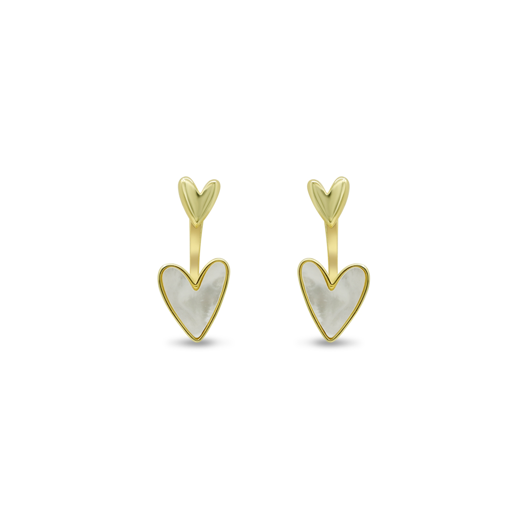 Double Heart Drop Earrings