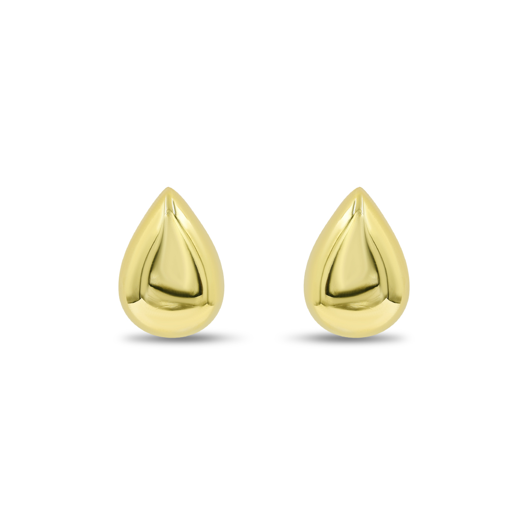 Polished Gold Teardrop Studs