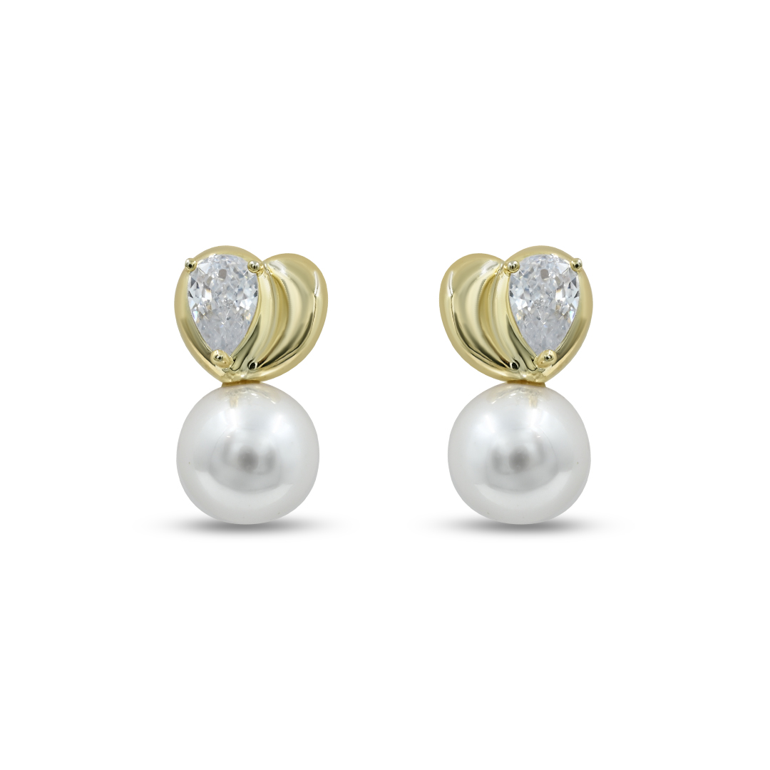 Crystal Heart Pearl Drops